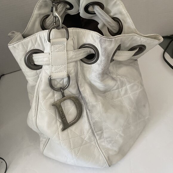 Christian Dior Handbags - Christian Dior Lady Dior Canage Shoulder Bag Lamb Skin White Auth - Pre-owned